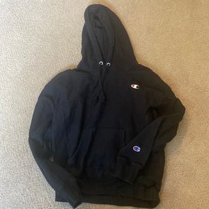 Black champion, hoodie, size small